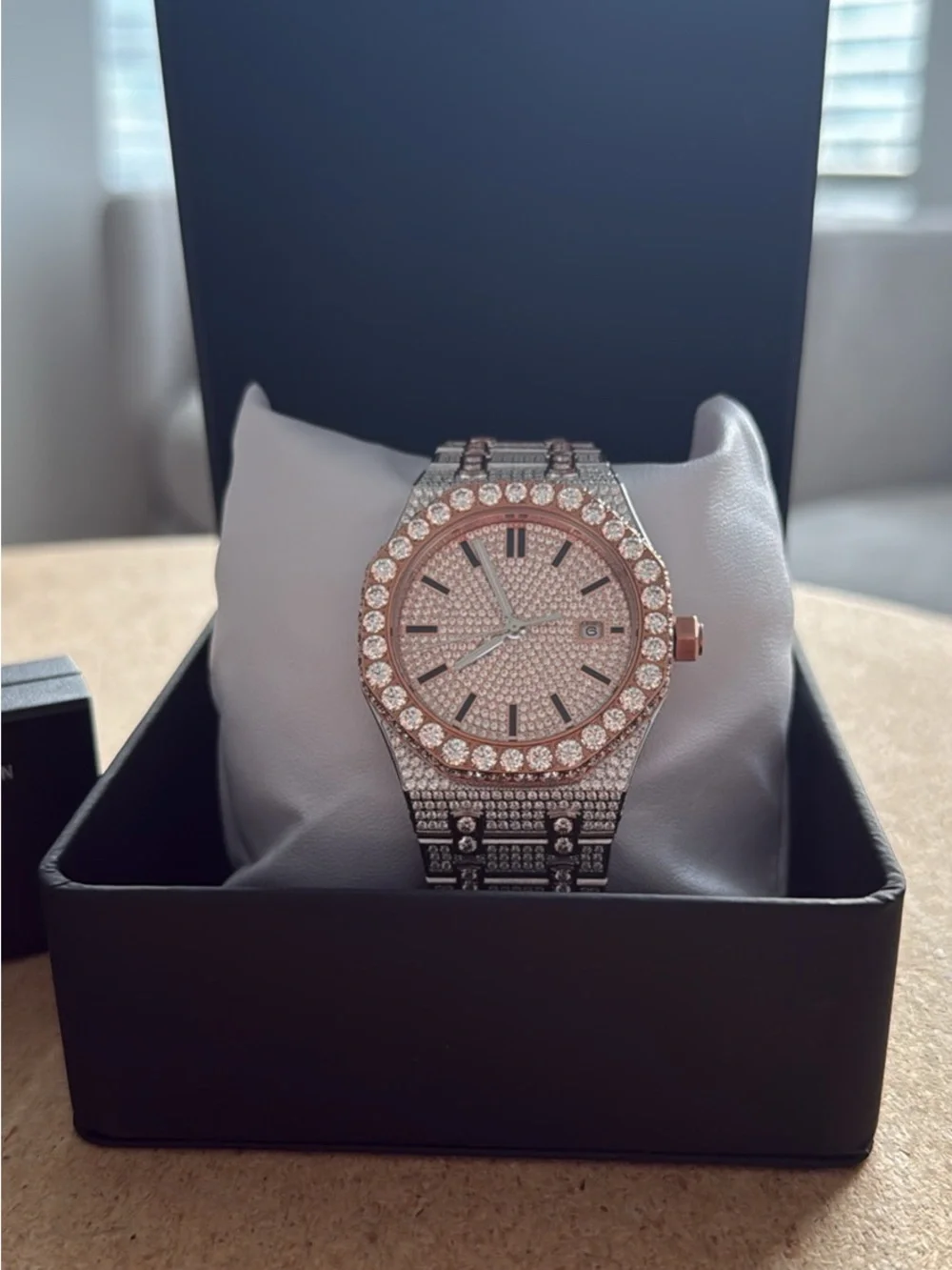 Men's Gold-Tone Fully Iced Bracelet Watch